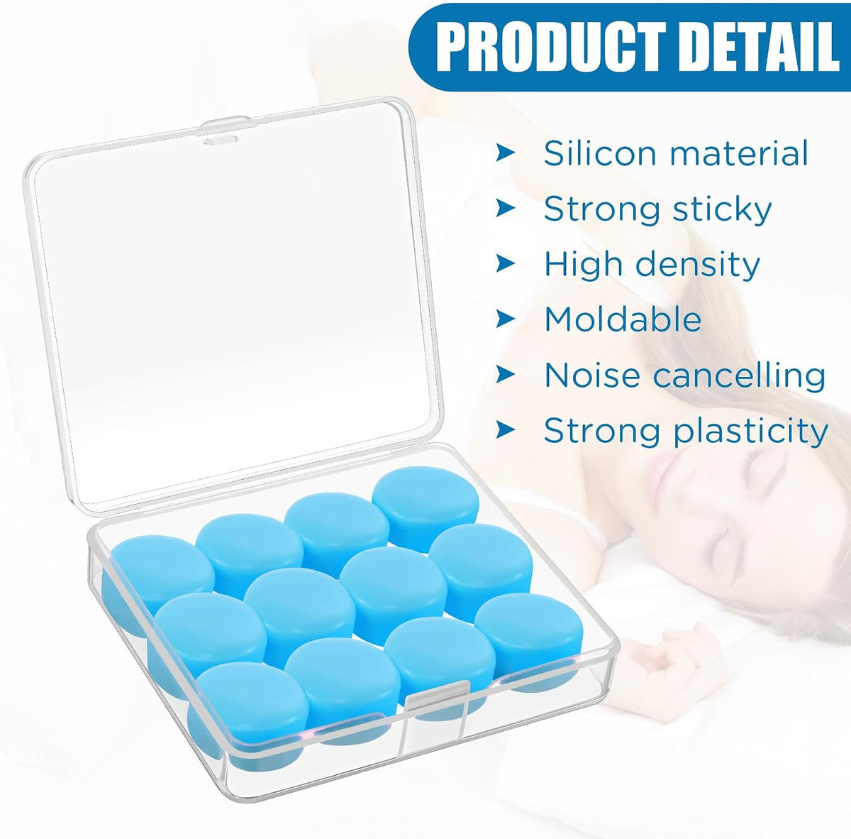 TrelaCo 12 Pack Soft Ear Plugs for Sleeping, Reusable Moldable Silicone Earplugs Noise Cancelling Reduction for Concerts, Swimming, Shooting, Snoring, Airplane, Musicians, Motorcycle (Pink)