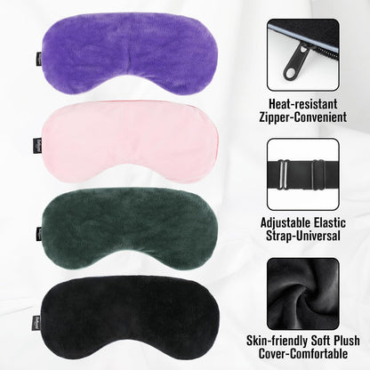 BeHoomi Heated Eye Mask, Weighted Sleep Mask for Eye Relaxation, Purple | Warm Compress for Eyes, Cooling Eye Mask for Sleeping, Reusable Hot and Cold Eye Masks for Home, Office, Gifts for Women