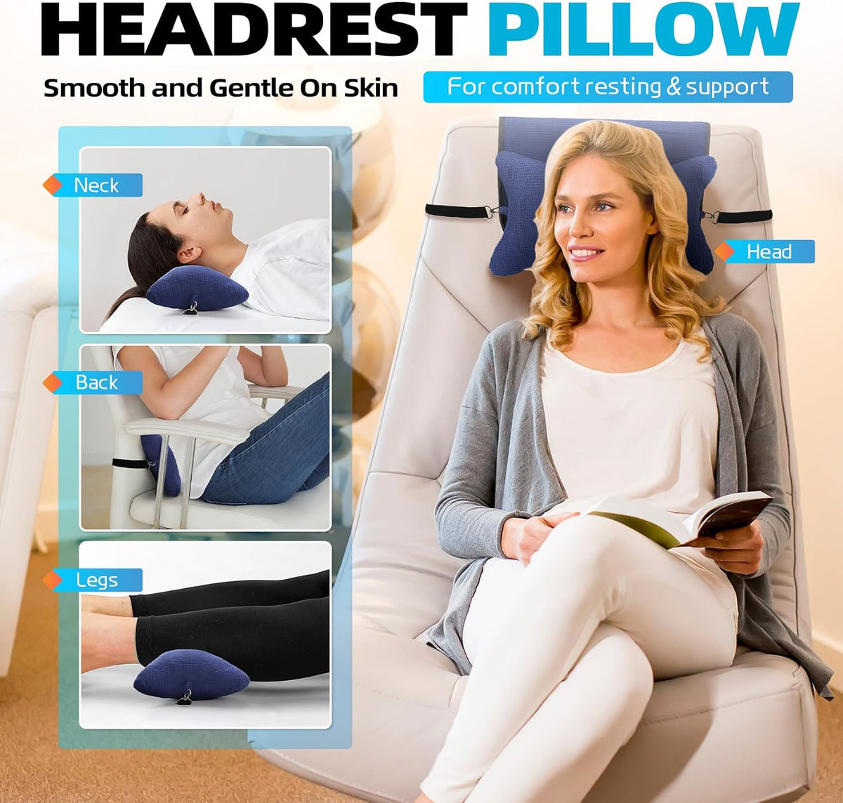 Recliner Head Pillow for Neck, Recliner Pillow for Headrest, Sofa, Chair