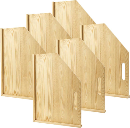 4 Pack Solid Wood Tray Dividers for Cabinet, Cookie Sheet Organizer for Cabinets, Baking Sheet Organizer, No-Cut Kitchen Cabinet Dividers, Cookie Trays for Kitchen, Pantry Storage