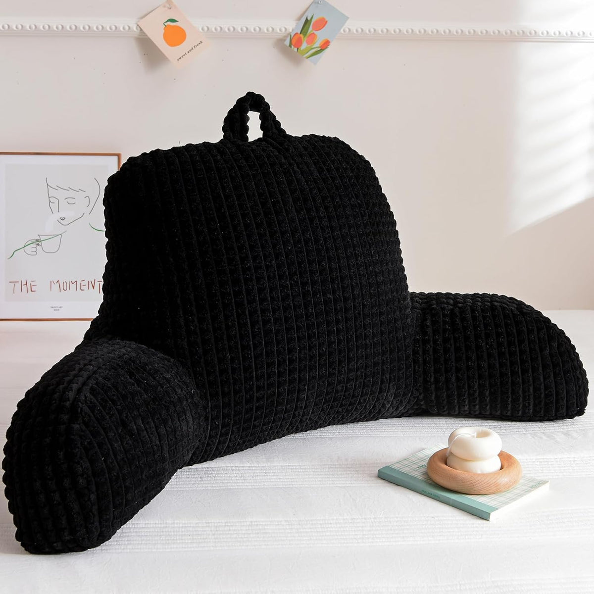 A Nice Night Darkgrey 17" Bed Wedge Pillows with Arms for Sitting