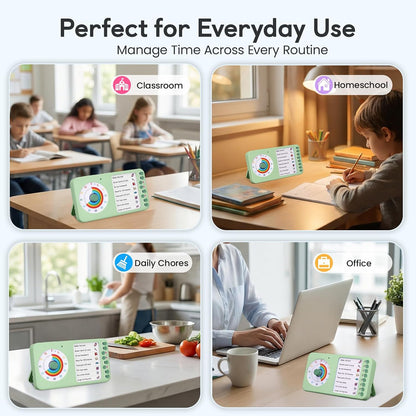 2-in-1 Visual Timer ADHD with Task Board, to-Do List, Checklist | Dry Erase Chore Chart and Visual Schedule for Kids ADHD, Rainbow Countdown Timer for Classroom, Home, Homeschool (White)