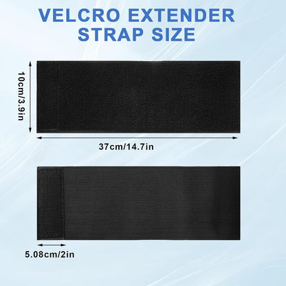 4 Pcs Extender Strap, Reusable Ice Belt, Adjustable Ice Pack Strap, Elastic Hook and Loop Extension Straps for Ice Pack Back, Knee, Ankle Braces, Vests, Wraps, and Belts, Multiple Uses, Black