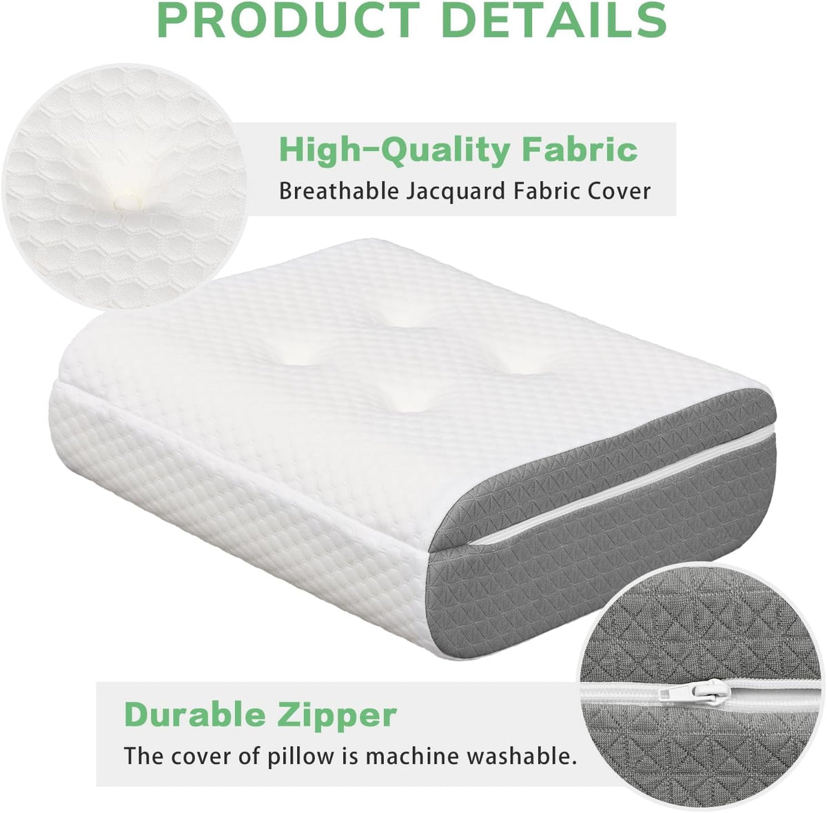 baibu Dual-Layer Leg Elevation Pillow for Legs and Knee Support, Feet Elevation Pillow for Sleeping, Blood Circulation & Swelling Relief, White