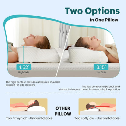 Sweetcrispy Cervical Pillow for Neck Pain Relief, Cooling Memory Foam