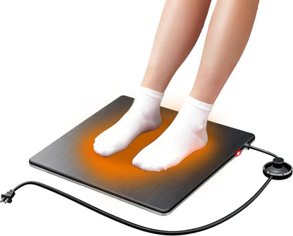 Under Desk Heated Foot Warmer Mat, Desk Heating Pad for Office/Home, Dual-Side Warmth, Foot Pedal On/Off, 70W Energy-Saving, Splashproof Office Heating Pad
