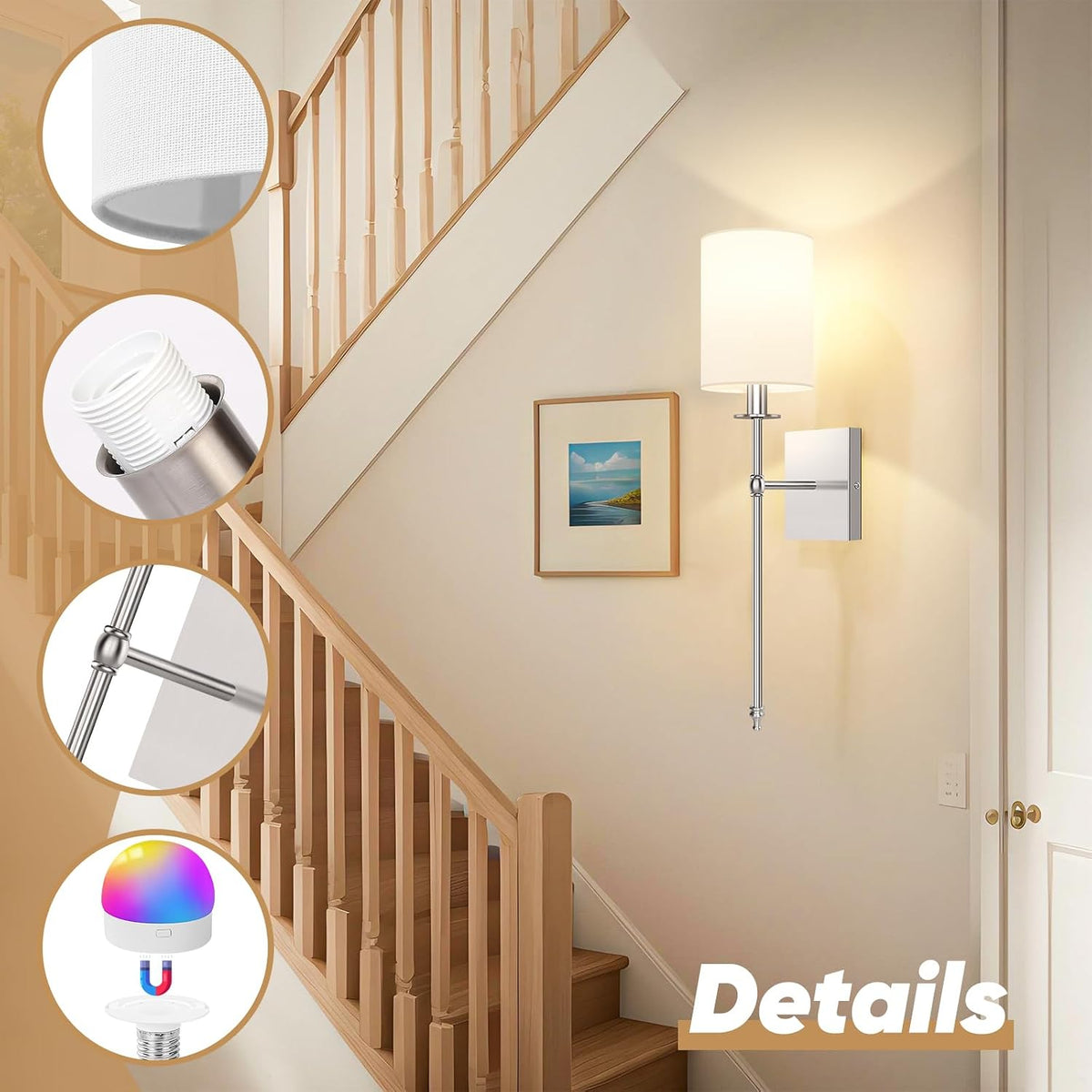 Battery Operated Wall Sconces Set of 2, Rechargeable Sconces with Remote