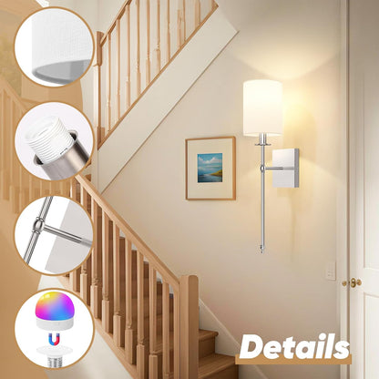 Battery Operated Wall Sconces Set of 2, Rechargeable Sconces with Remote