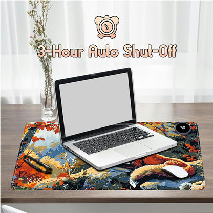 Heated Desk Pad Heated Large Mouse Pad, Electric Quickly Warm Desk Mat with 3 Levels Heating 3 Hours Auto Shut-Off, 31.5" x 13" Warm Gaming Mousepad Hand Foot Warmer, Baby Elephant