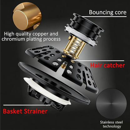 AzWzz Universal Tub Stopper Bathtub Drain Plug, Pop Up Tub Drain Hair Catcher, Drain Cover with Strainer, for 1-3/8 to 2in Bath Drain Hole