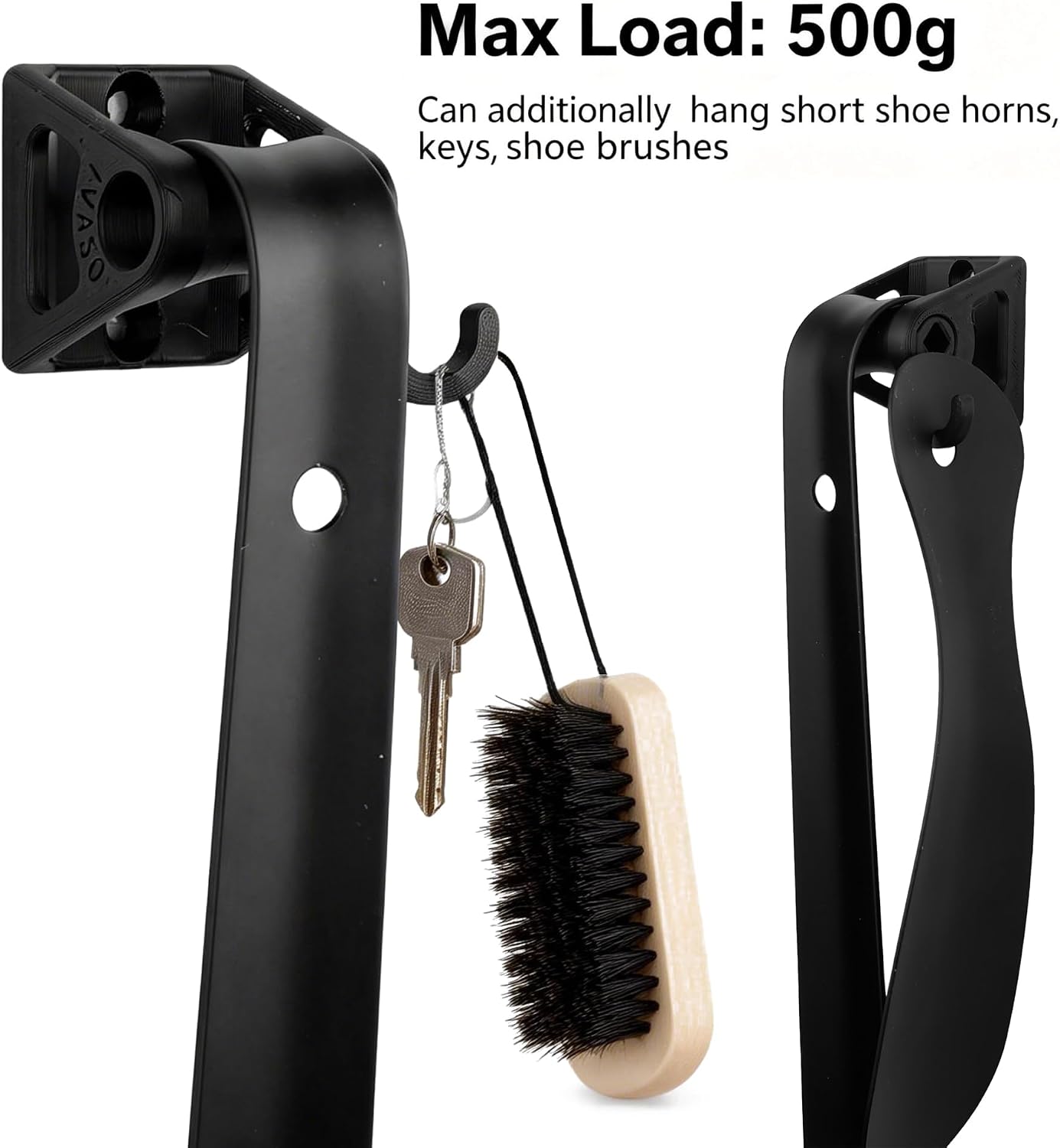 Shoe Horn Holder Set, Wall Mounted Adhesive & Screw Included, No Drill or Drill Optional Shoe Horn Organizer Bracket, Space-Saving Entryway Closet Storage Solution (2, Black)