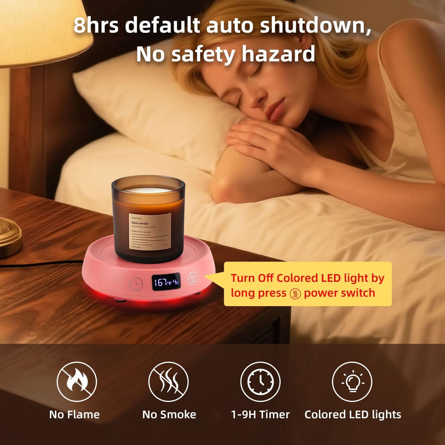 Mug Warmer for Desk, Timer Candle Warmer Lamp Scented Wax Melt Melter, Pink | Electric Heated Mug Tea Coffee Cup Candle Plate Oil Wax Melter Warmer for Home Office, 1-9H Auto Shut Off, Coffee Lovers Gift