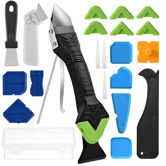 Silicone Caulking Tool Kit, Caulk Remover & Grout Removal Tool | Sealant Finishing Tool with Stainless Steel Head for Bathroom Shower Bathtub Tile DIY Household Renovation