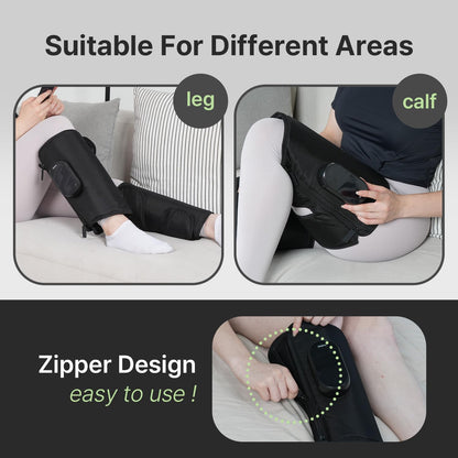 HubiCare Calf and Thigh Massager, Heated Air Compression Leg Massager, Sequential Compression Wrap for Tired Legs, 4 Modes 3 Intensities, Vibtration, Cordless Leg Massager with Extension (Pair)