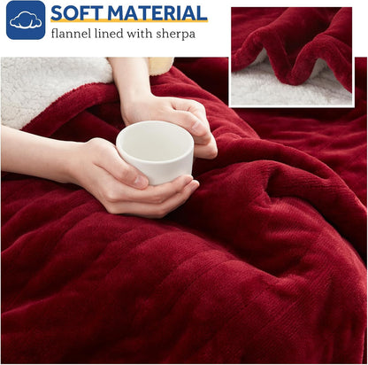 Sealy Electric Throw Blanket Heated Flannel & Sherpa Auto Shutoff 50"x60"