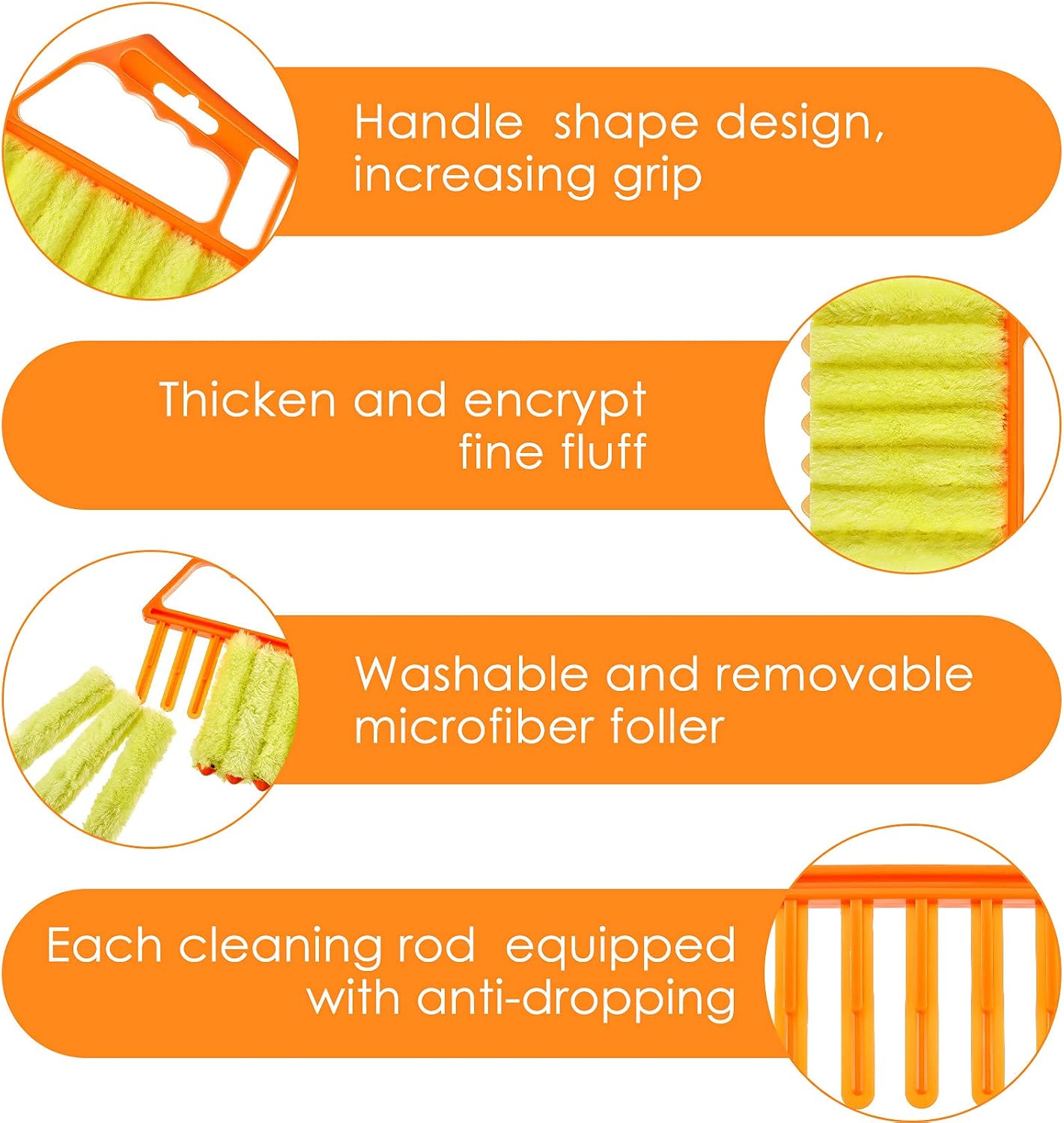 4 Pcs Window Venetian Blind Cleaner Duster Tool 7 Finger Blind Rush and Shutter Cleaner Brush Hand-held Window Shutter Air Conditioner Duster for Dirt(Green, Blue)
