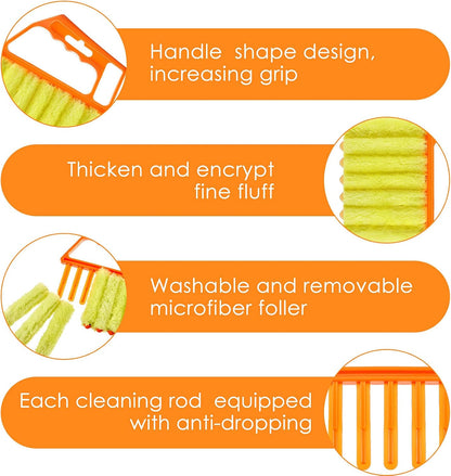 4 Pcs Window Venetian Blind Cleaner Duster Tool 7 Finger Blind Rush and Shutter Cleaner Brush Hand-held Window Shutter Air Conditioner Duster for Dirt(Green, Blue)