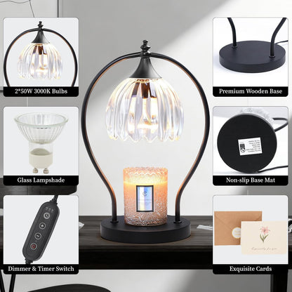 GOODBUY Candle Warmer Lamp with Timer Dimmable: Electric Candle Warmer Birthday Gifts for Women Mom - Candle Lamp Warmer House Warming Gifts New Home Decor - Wax Warmer for Jar Candles with 2 Bulbs