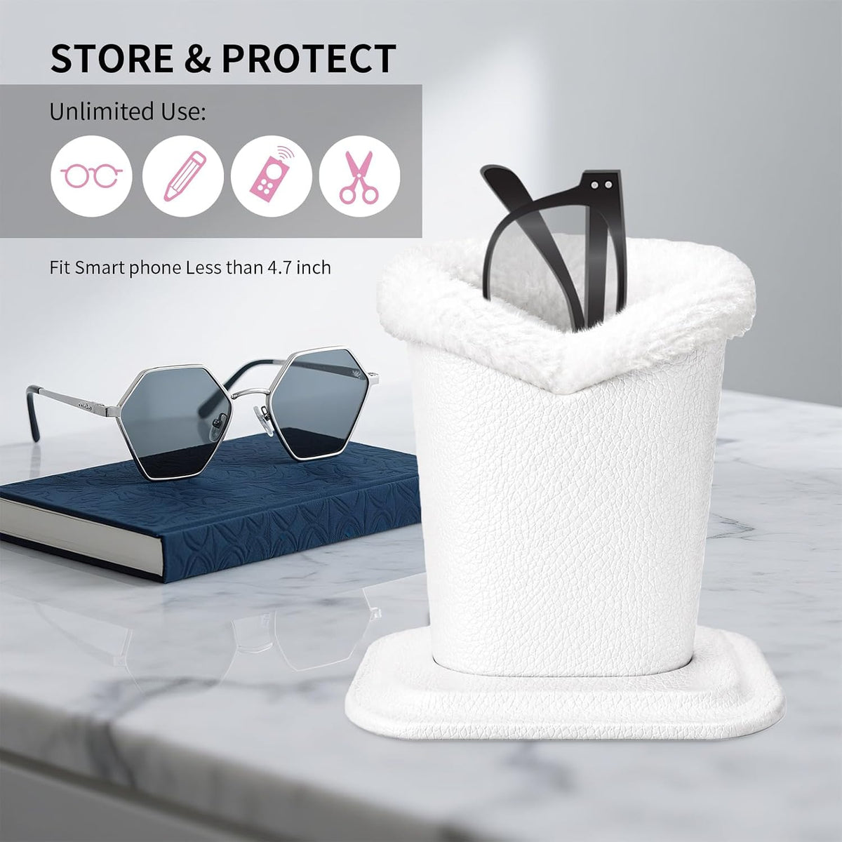 Plush Lined Eyeglasses Holder, Cute Glasses Stand for Women Kids - Colors B