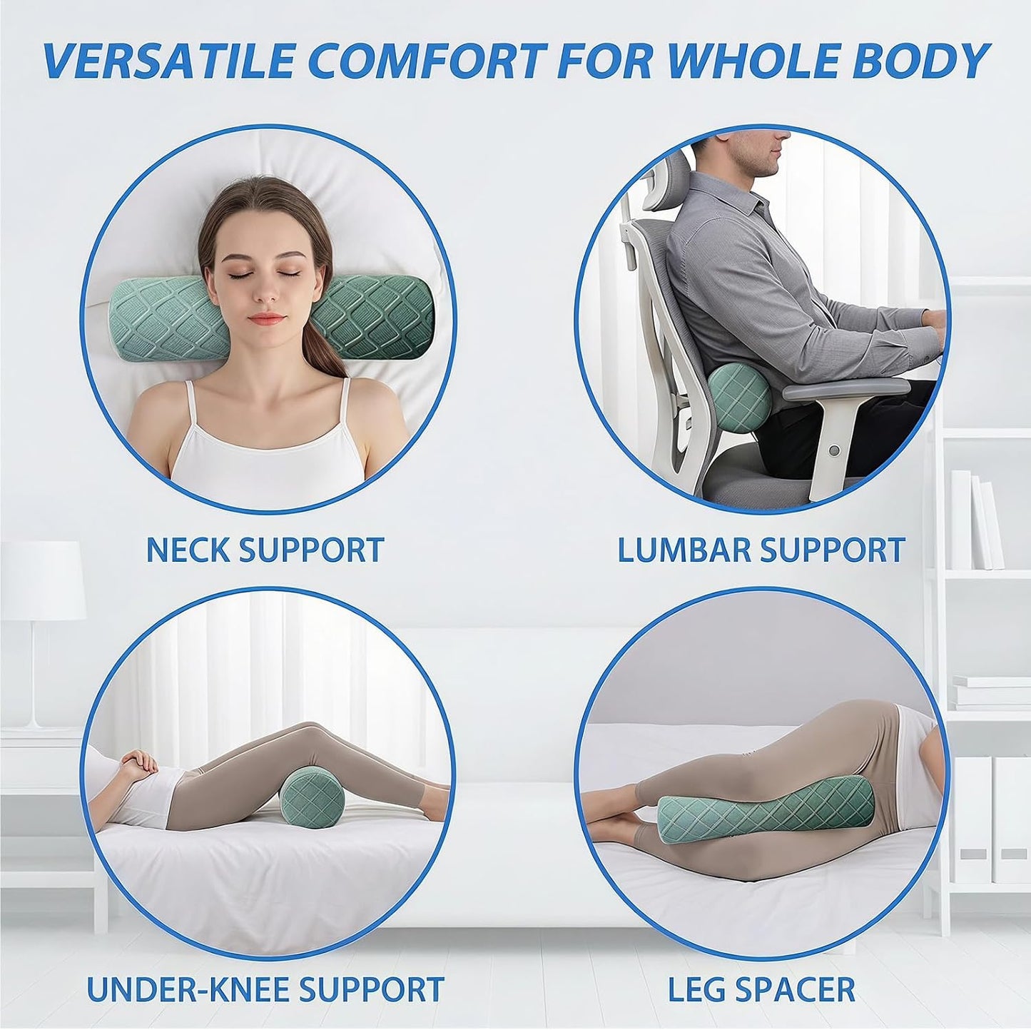 3.1" Small Neck Roll Memory Foam Pillow Cylinder,Detachable Cover | Neck Support Pillows for Sleeping,Comfortable Breathable,Round Bolster Pillow for Bed,Back ,Lumbar Leg and Yoga Pain Relief