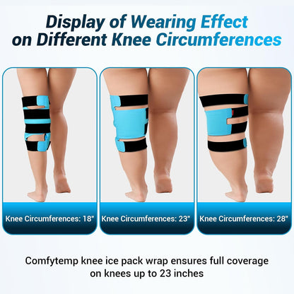 Comfytemp Large Knee Ice Pack Wrap Reusable Gel, FSA Eligible HSA, Full Coverage Knee Cold Compression Brace for Injuries, Pain Relief, Replacement Recovery, Arthritis, Surgery, Women Men Gift