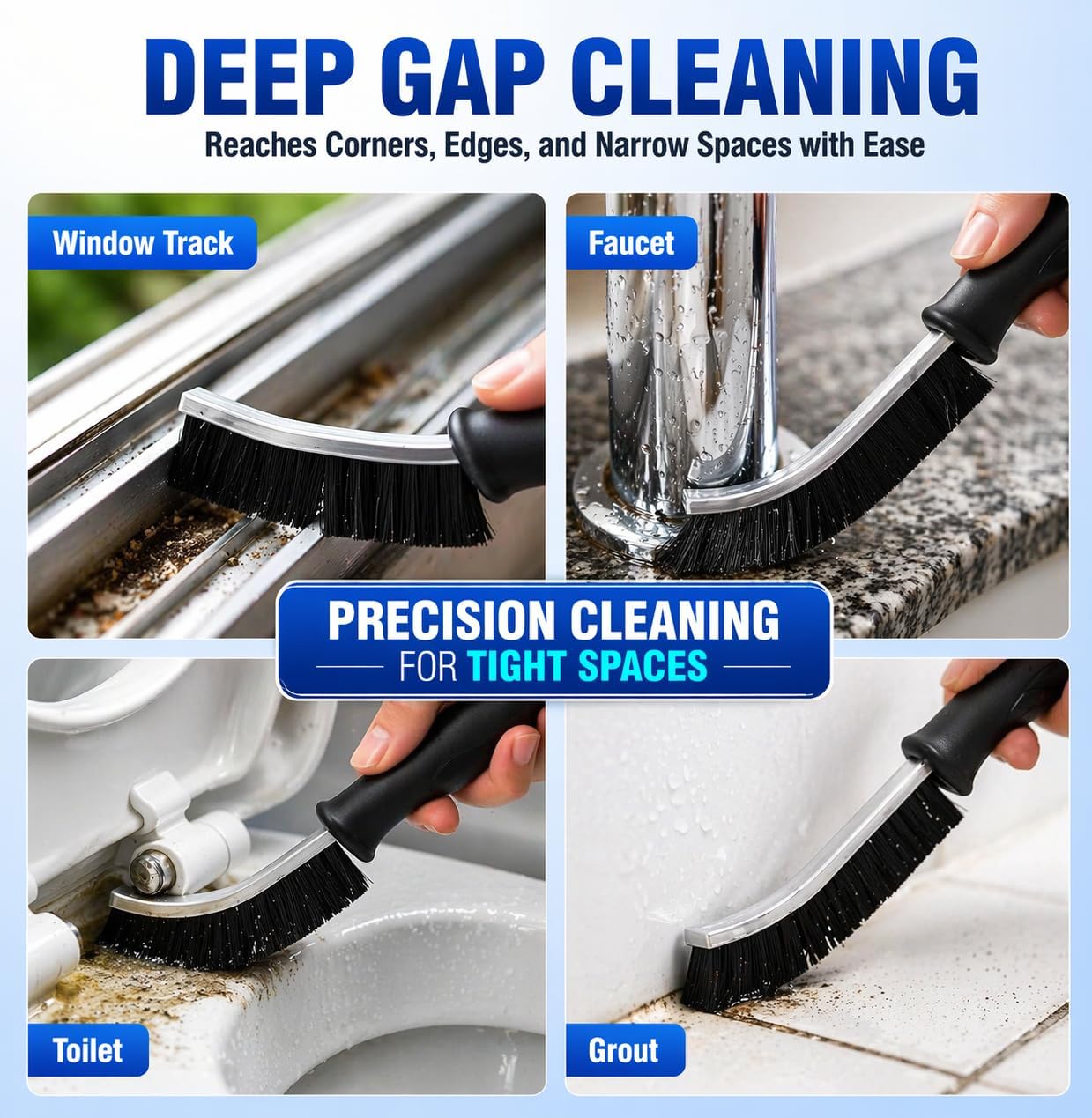 Cadley Cleaning Brush Set of 6, Cleaning Brushes for Household Use, Grout Cleaner Brush with Long Handle, Gap Cleaning Tool, Hard Bristle Brushes for Bathroom, Kitchen & Home Essentials