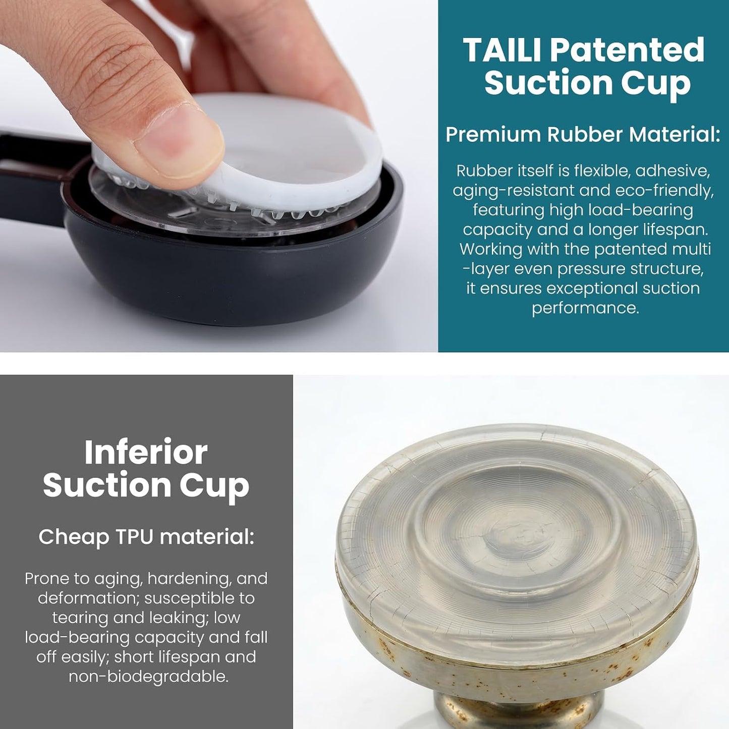 TAILI 2 Pack Upgraded Suction Cup Razor Holder for Shower Waterproof, Black | Visible Safety Indicator, Rust-Resistant Bathroom Organizer, No-Drill Glass Shower Wall Hook for Towel,Loofah,Razor,Squeegee