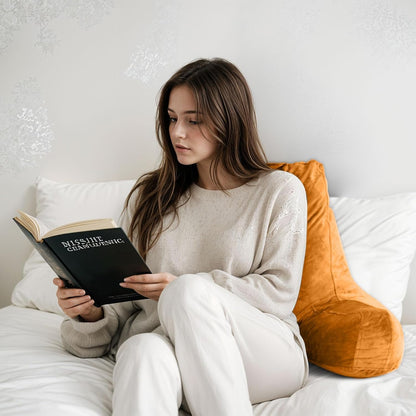 OAISZ Reading Pillow for Sitting in Bed with Shredded Memory Foam, Grey | 19-Inch Back Pillow for Sitting Up in Bed, Extended Arms, Side Pockets, Supportive Adjustable Pillow Removable Washable Cover