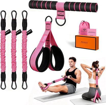 Foot Pedal Resistance Bands with Handles, Multifunction Elastic Yoga Exercise Bands, Home Gym Fitness Equipment for Women & Men to Tone Abs, Core, Legs, Arms, Waist