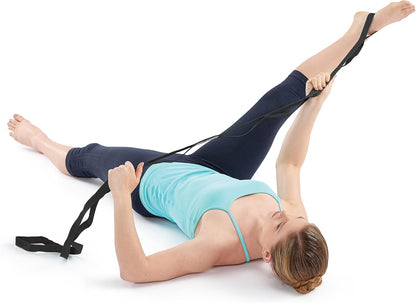 OPTP The Original Stretch Out Strap XL with Exercise Book, Made in the USA | Stretch Out Strap for physical therapy, yoga stretching strap or knee therapy strap, 10 loops, 7'5" long durable woven strap