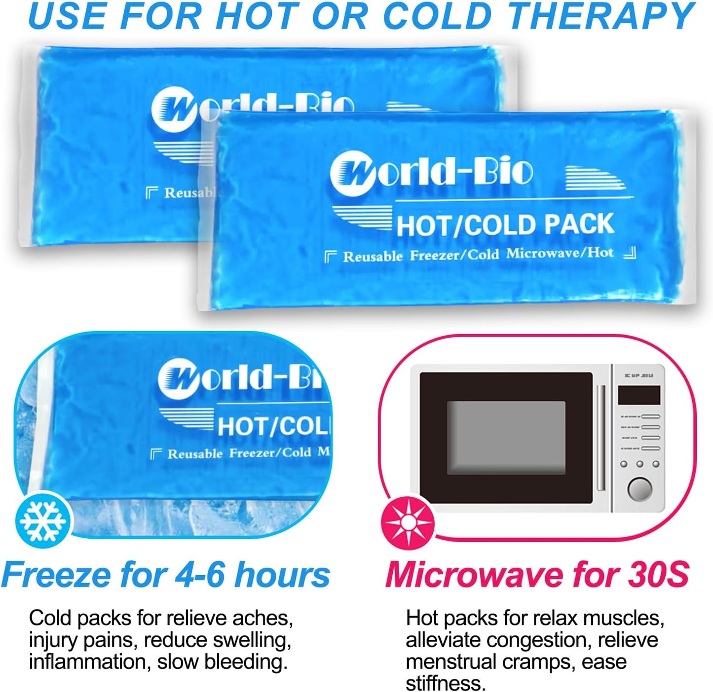 Gel Soft Flexible Ice Packs for Injuries, Reusable Cold Pack, Hot Cold Compress for Joint&Muscle Pain, Surgery Recovery, Inflammation, Swelling, Face, Head, Wrist, Ankle&Foot Injury, 4 Pack-5.1"x6.3"