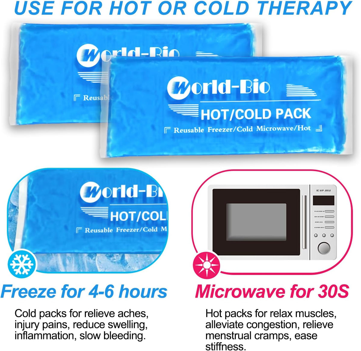 Gel Soft Flexible Ice Packs for Injuries, Reusable Cold Pack, Hot Cold Compress for Joint&Muscle Pain, Surgery Recovery, Inflammation, Swelling, Face, Head, Wrist, Ankle&Foot Injury, -5.1"x6.3"