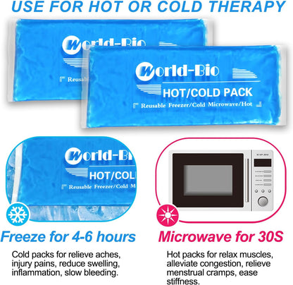 Gel Soft Flexible Ice Packs for Injuries, Reusable Cold Pack, Hot Cold Compress for Joint&Muscle Pain, Surgery Recovery, Inflammation, Swelling, Face, Head, Wrist, Ankle&Foot Injury, -5.1"x6.3"