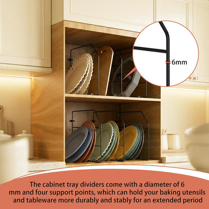 Baking Sheet Organizer Set of 6，17"x13" Vertical Tray Dividers for Kitchen Cabinets，Black Metal Cabinet Divider，Metal Wire Storage for Pans, Baking Trays and Cookware