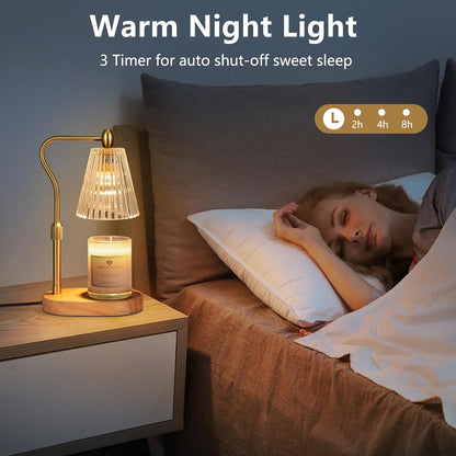 Engpure Candle Warmer Lamp - Candle Warmer Lamp with Timer and Dimmer Adjustable Height,Electric Wax Melt Warmer with 2 Bulbs for Scented Jar Candles Home Decor Mother's Day Gifts, Amber
