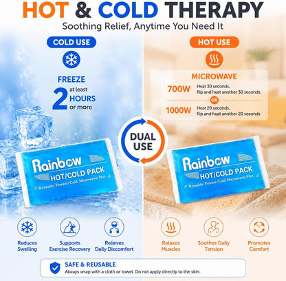 Ice Packs for Injuries Reusable Gel - Hot Cold Gel Ice Pack for Injury, Pain Relief, Rehabilitation - Flexible Ice Packs for Knee, Shoulder, Back, Neck, Wrist - 4.7" x 12.2"