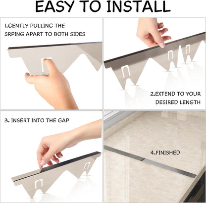 Stainless Steel Stove Gap Covers (2PCS), Stove Gap Filler for Kitchen Oven Counter Side Gap, Range Trim Kit, Easy Clean and Heat Resistant, Adjustable Length 13.8" to 27.5" 1