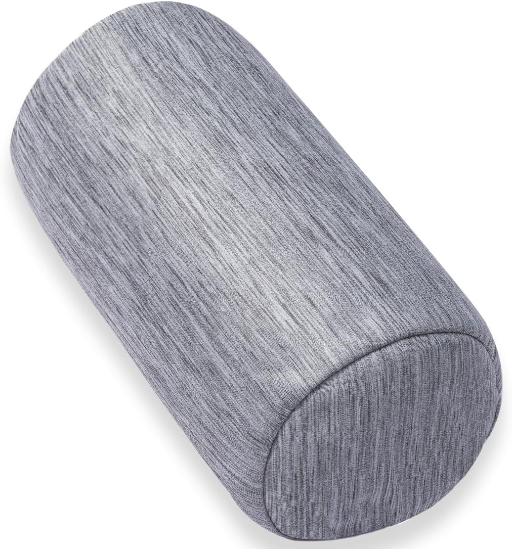 1 MIDDLE ONE Round Cylinder Bolster Pillow with Removable Cooling Cover, Tube Roll Cervical Pillow for Head, Neck, Back and Legs Support, 13"x 6", Grey
