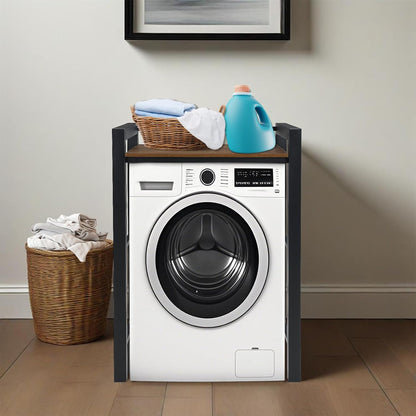 Heavy Duty Steel Shelf Over Washer and Dryer, Portable Washer and Dryer Stand, Laundry Room Organizer with Adjustable Laminate, Washing Machine Shelf for Bathroom and Laundry Room (Black-A)