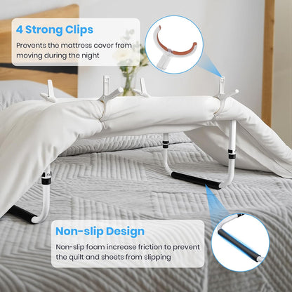 Blanket Lifter for Feet - Blanket Lifters for Foot of Bed, Adjustable 20-29 Inch Height with 4 Non-Slip Clips, Multi-Use Bed Support for Enhanced Foot, Toe, Leg and Knee Comfort