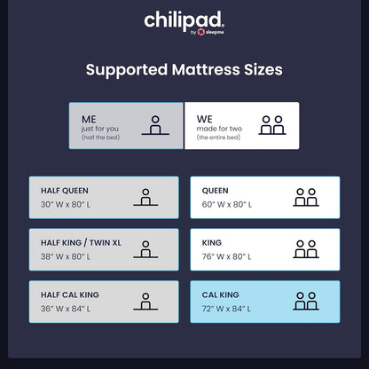 Chilipad Cube Bed Cooling System - Cooling & Heating Mattress Topper, Set Individual Bed Temperature, Cool Sleep Enhancement, Temp Range of 60-115°F, ME Half Queen Bedsize (30"W x 80"L), Model: CP500