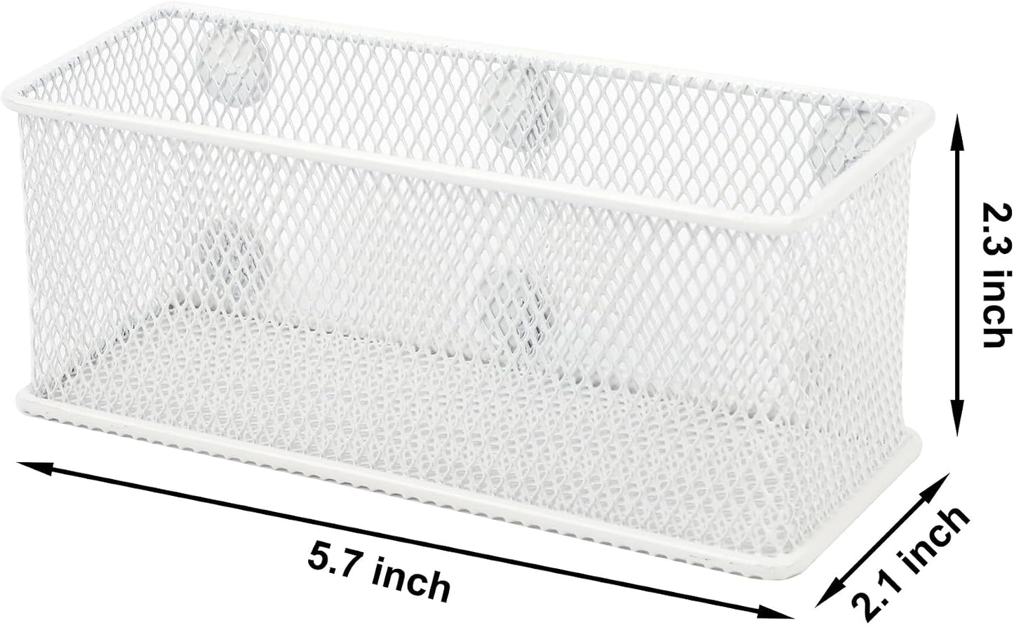 Magnetic Pencil Holder Set of 3 - Black Wire Mesh Storage Baskets Organizer with Strong Magnets - Perfect for Whiteboard, Refrigerator and Locker Accessories