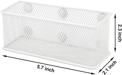 Magnetic Pencil Holder Set of 3 - Black Wire Mesh Storage Baskets Organizer with Strong Magnets - Perfect for Whiteboard, Refrigerator and Locker Accessories