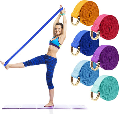 6 Packs Yoga Strap for Stretching Yoga Belt Adjustable Straps for Non Elastic Stretching Strap Exercise Straps for Pilates