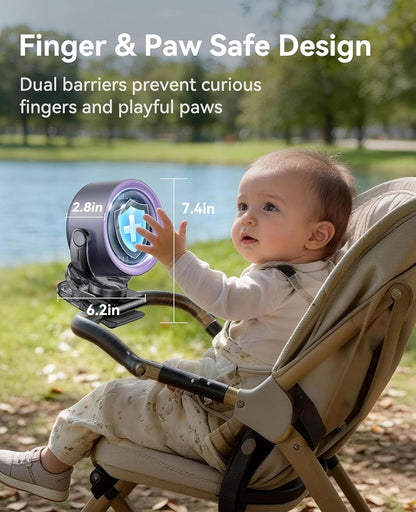 KIMMOO 4000mAh Rechargeable Portable Clip on Fan-100-Speed Touch Control, LED Display, 360° Rotate Quiet Turbo Desk Fan, Small Battery Operated USB Fan for Stroller Bed Travel Camping Golf Gym (White)