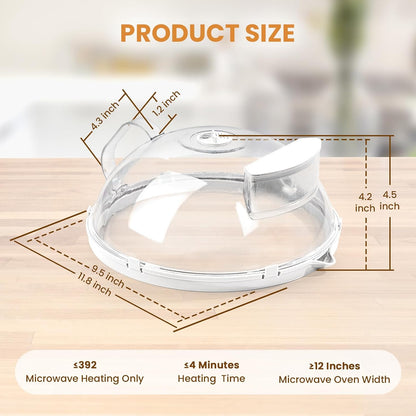 Microwave Splatter Cover with Water Steamer, Integrated Handle, 10 Inch | Microwave Food Cover with Water Reservoir to Keep Food Moist, Kitchen Essentials Gadgets, House Warming Gifts New Home