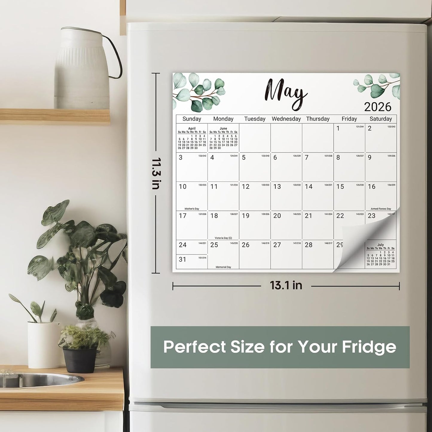 2026-2027 Magnetic Calendar for Refrigerator, Apr 2026-Dec 2027 | 21-Month Fridge Calendar 2026-2027 for Home Planning, Scheduling and Easy Organization, Greenery