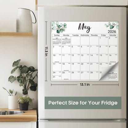 2026-2027 Magnetic Calendar for Refrigerator, Apr 2026-Dec 2027 | 21-Month Fridge Calendar 2026-2027 for Home Planning, Scheduling and Easy Organization, Greenery