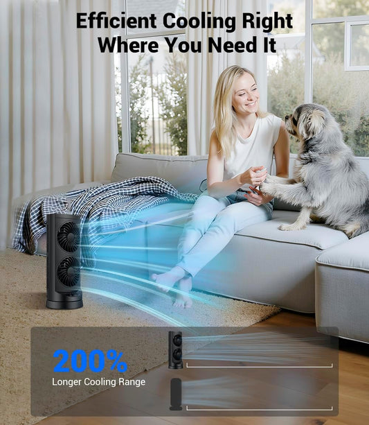 KopBeau Tower Fan for Bedroom, Portable Desk Table Fan with Remote,4 Speeds,12H Timer,60° & 110° Oscillating Electric Fans that Blow Cold Air,Fast Cooling Fan for Home Office Dorm