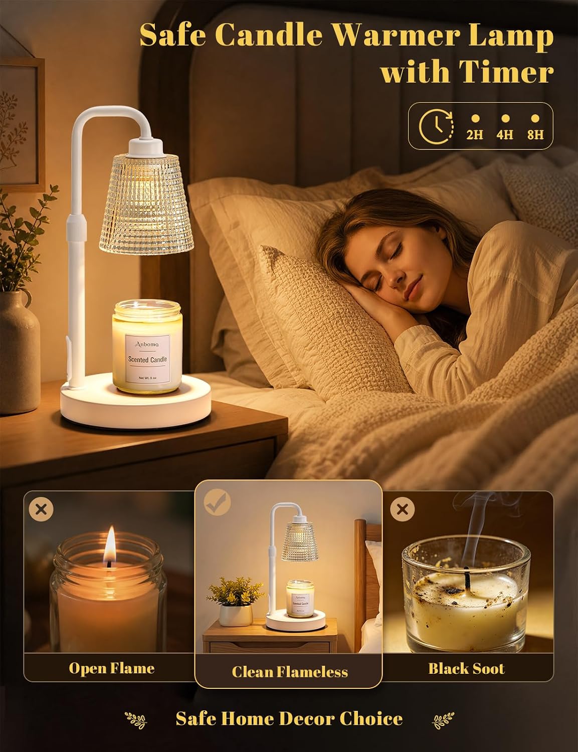 Candle Warmer Lamp with Timer, Birthday Gifts for Women, Ideal Fall Decor